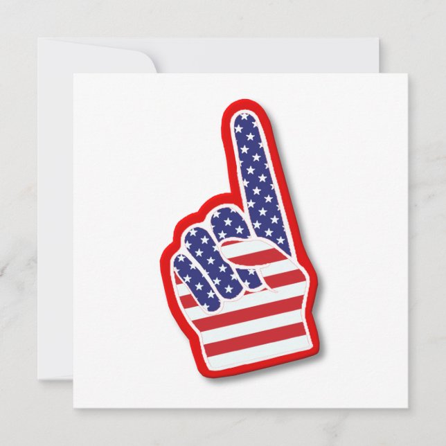 USA #1 Foam Hand/4:e juli Kort (Framsida)