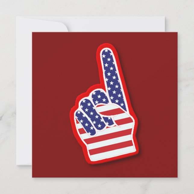 USA #1 Foam Hand/4:e juli Kort (Framsida)