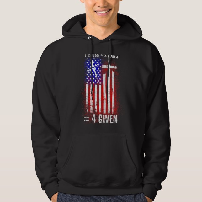 Usa 1 Kor 3 Nagel för kristet Påsk Amer Hoodie (Framsida)
