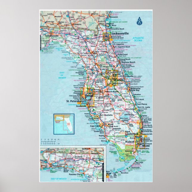 " USA: 2015/heute Florida - Detaillierte Landkarte Poster (Framsidan)