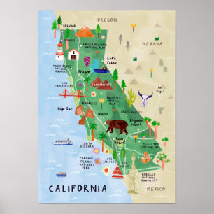 " USA: 2021/heute Kalifor nien - Nationalpark Kart Poster