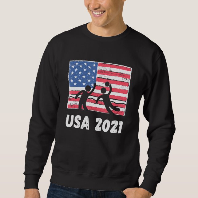 Usa 2021 Unisex Water Polo America Tokyo 2021 Summ Lång Ärmad Tröja (Framsida)