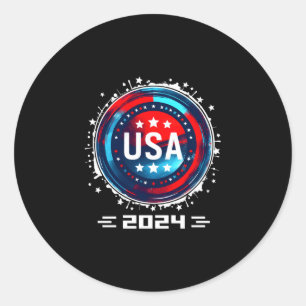 USA 2024 kom USA sport USA lag 2024 USA Runt Klistermärke