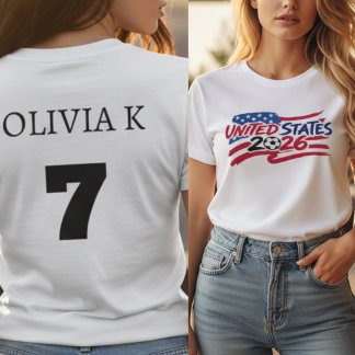 USA 2026 Fotboll Personlig Namn Nummer T Shirt