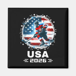 Usa 2026 Hockey Amerikansk Flagga Kvinnor Män Barn Magnet