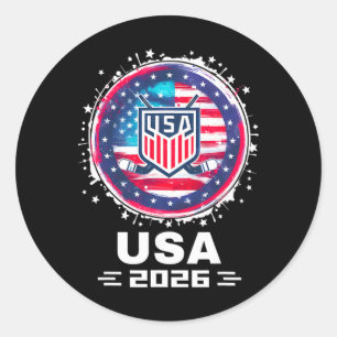 Usa 2026 Hockey Amerikansk Flagga Kvinnor Män Barn Runt Klistermärke