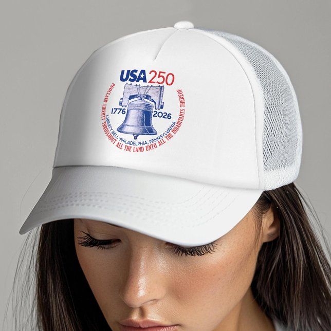 USA 250 - 1776-2026 - Liberty Bell Red White Blue Keps (USA 250 Trucker Hat - Celebrate America)