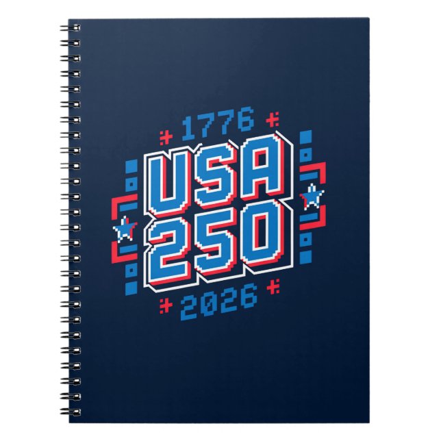 USA 250-1776-2026 Pixel Art Anteckningsbok (Framsidan)
