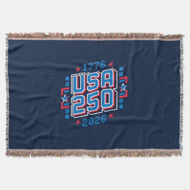 USA 250-1776-2026 Pixel Art Filt (Framsidan)