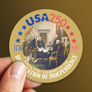 USA 250 - 1776-2026 - Självständighetsförklaringen Runt Klistermärke