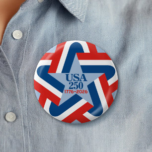 USA 250 - 1776-2026 Vintage Stjärndesign Knapp
