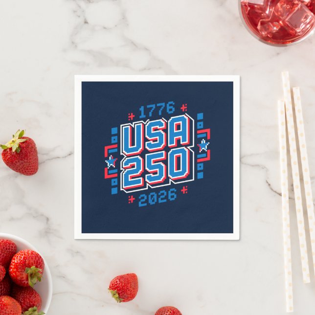 USA 250 – 1776 till 2026 Pixel Art Pappersservett (Insitu)