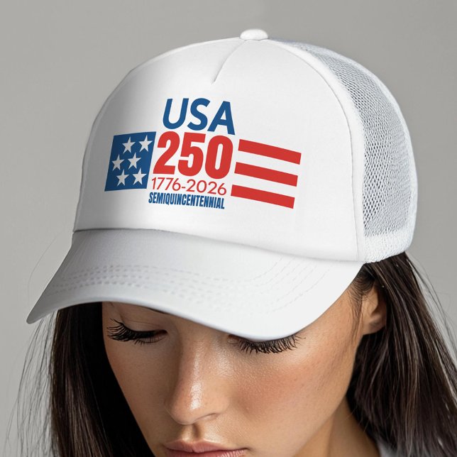 USA 250 - America's 250th Birthday - Stars Stripes Keps (USA 250 Trucker Hat - Celebrate America)