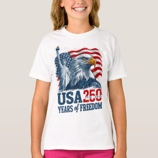 USA 250 America's Semiquincentenl Liberty & Eagle T Shirt