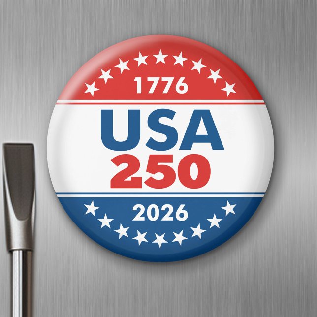 USA 250 - Amerikanska Birthday Classic - 1776-2026 Magnet (USA 250 - Celebrate America - American Revolution 250 Magnet)