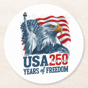 USA 250 Amerikas Semiquincentenl Frihet & Örn Underlägg Papper Rund
