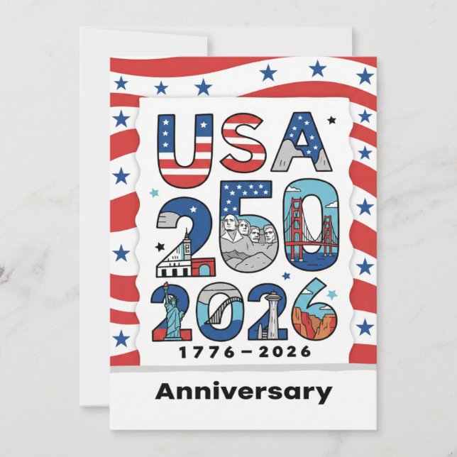 USA 250 Anniversary Patriotic American History Julkort (Framsida)