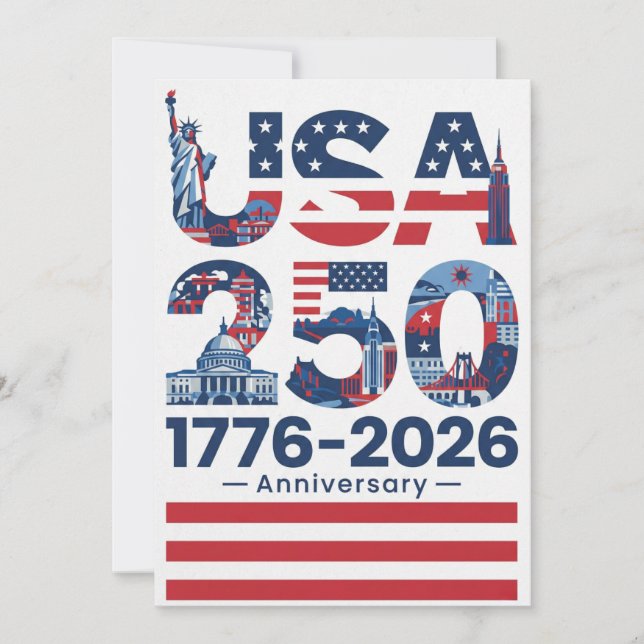 USA 250 Anniversary Patriotic American History Julkort (Framsida)