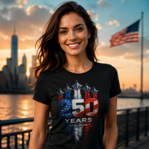 USA 250 år 1776-2026 Patriotisk Jet Airshow T Shirt