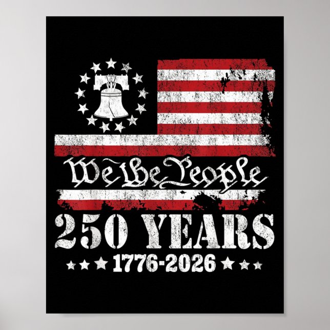 USA 250 år 1776-2026 We The People Frihetsklockan Poster (Framsidan)