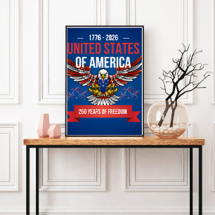 USA 250 år 4:e juli årsjubileum patriotisk Poster