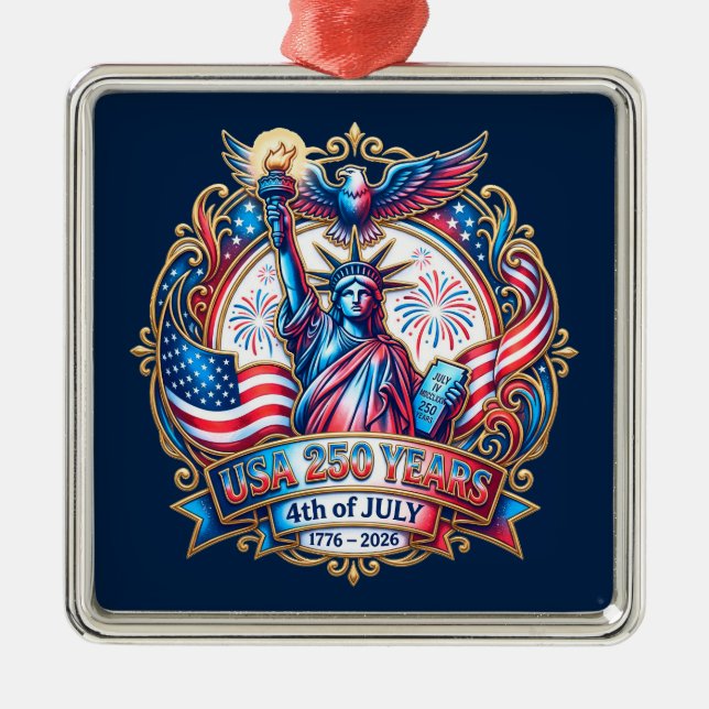USA 250 år 4 juli 1776-2026 Julgransprydnad Metall (Framsidan)