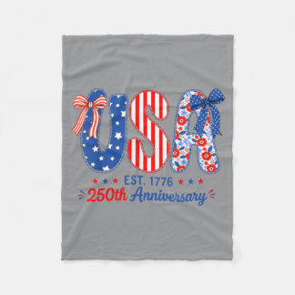 USA 250 år Amerika Blommig Födelsedag Patriotisk Fleecefilt