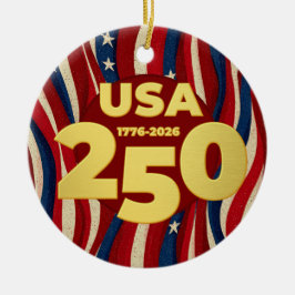 USA 250 år Amerikansk flagga 4 juli 2026 Julgransprydnad Keramik