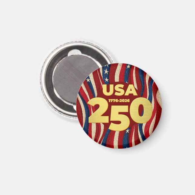 USA 250 år Amerikansk flagga 4 juli 2026 Magnet (Front/Back)