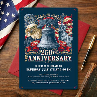 USA 250 år Amerikas semikvartsjubileum Inbjudningar