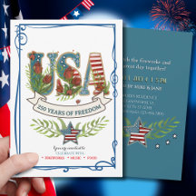 USA 250 år av frihet  Akvarell 4 juli  Inv
