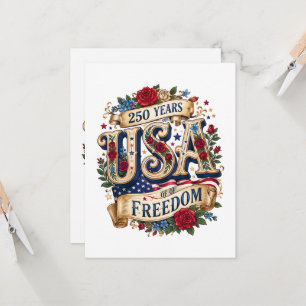 USA 250 år av frihet blommande Americana Inbjudningar