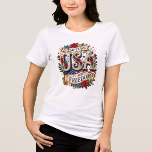 USA 250 år av frihet blommande Americana T Shirt
