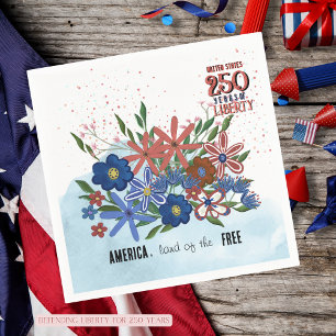 USA 250 år av frihet Blommig patriotisk servett