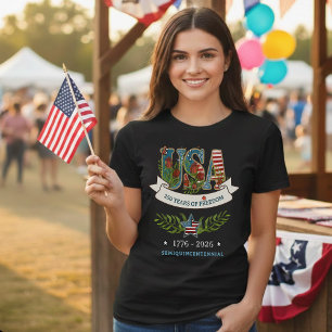USA 250 År av Frihet Botanisk Patriotisk T Shirt