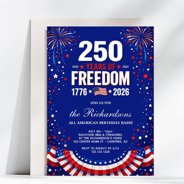 USA 250 år av frihet familjefest  Inbjudningar (Skapare uppladdad)