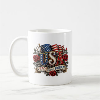 USA 250 år av frihet mugg – Patriotisk vintage A