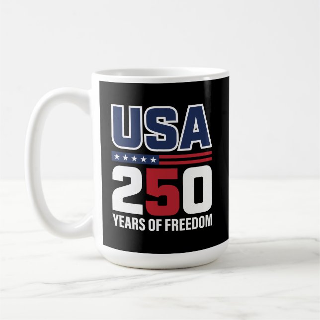 USA 250 år av frihet patriotisk flaggdesign Kaffemugg (Vänster)