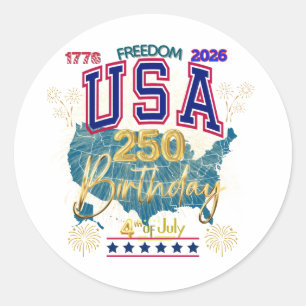 USA 250 ÅR AV FRIHET RUNT KLISTERMÄRKE