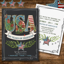 USA 250 år av frihet Träkol 4:e juli Inbjudningar