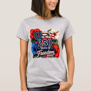 USA 250 år av frihet Tropiska hibiskusblommor T Shirt