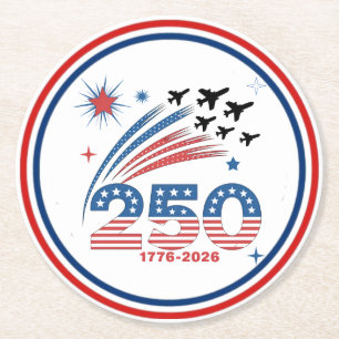 USA 250 år av frihetsfirande design Underlägg Papper Rund