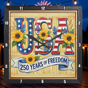 USA 250 år frihet Solros Fyrkantig Klocka