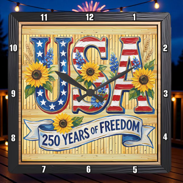 USA 250 år frihet Solros Fyrkantig Klocka (Skapare uppladdad)