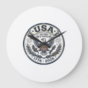 USA 250 år frihet Vintage Eagle-märke T-shirt_1 Stor Klocka