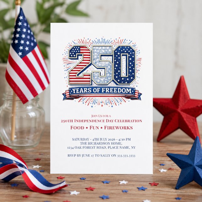 USA 250 år frihetspartaj Inbjudningar (Add your party details to customize)