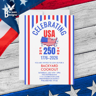 USA 250 år grillfest 4 juli Inbjudningar