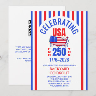 USA 250 år grillfest 4 juli Inbjudningar