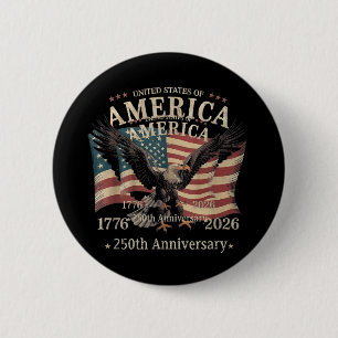 USA 250 år jubileum 1776 2026 Patriotisk Knapp