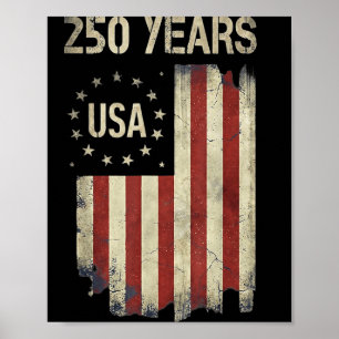 USA 250 år jubileum Vintage amerikansk flagga Poster